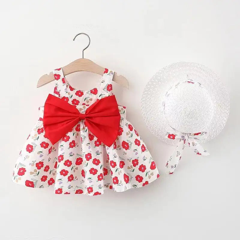 Summer New Children Comfortable Breathable Outing Fashion Girl Baby Dress with Big Bow on The Chest