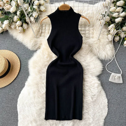 Summer  Lace Up Sexy Short Dress Women Sleeveless Slim Beach Sundress 2024 Korean Knitted Mini Bodycon Dress Streetwear Outfits