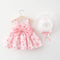 2024 Summer Baby Clothes Toddler Girl Dresses Korean Cute Bow Sleeveless Flowers Princess Dress+Sunhat Kids Clothing Set BC003