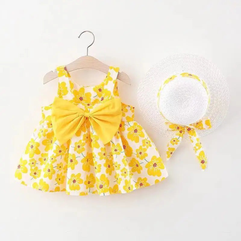 Summer New Children Comfortable Breathable Outing Fashion Girl Baby Dress with Big Bow on The Chest