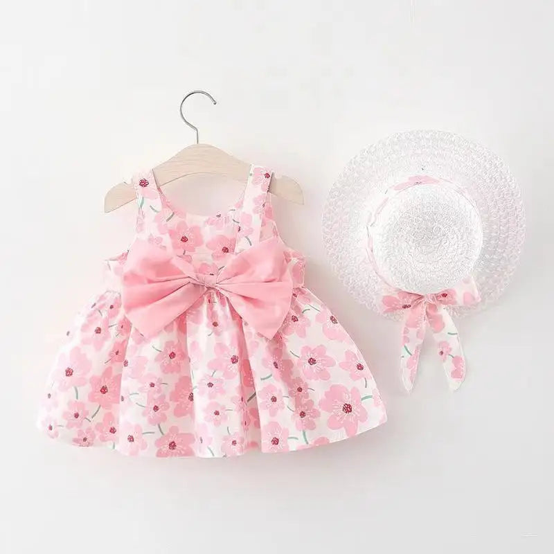 Summer New Children Comfortable Breathable Outing Fashion Girl Baby Dress with Big Bow on The Chest