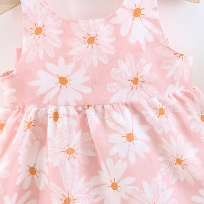 Summer Baby Girl Newborn Strap Dress Little Daisy Bow Baby Princess Dress Girl Children's Wear Comes With Same Hat