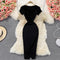 YuooMuoo Spring Summer 2025 Women Dress Elegant Square Collar White Black Knitted Bodycon Dress Korean Office Lady Vestidos