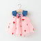 Summer Girls Dress Cute And Sweet Denim Mesh Strawberry Embroidered Princess Dress Party Dress