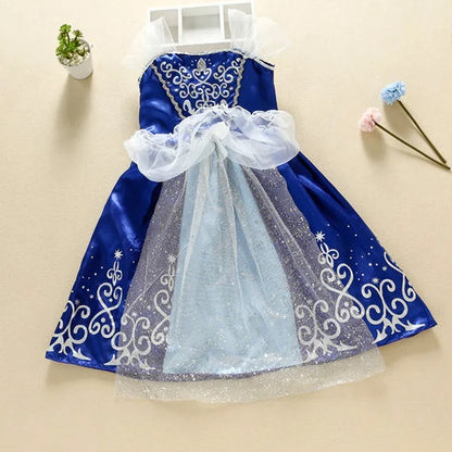 Girls Princess Dress Kids Cinderella Snow White Aurora Sofia Rapunzel Cinderella Halloween Costume Children Birthday Party Dress