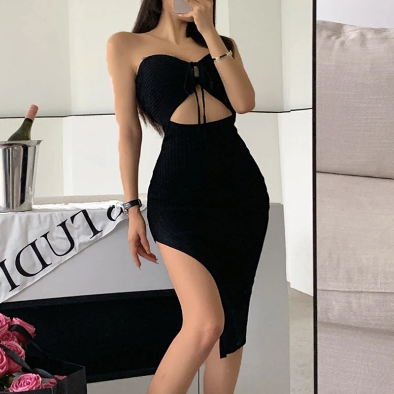 YuooMuoo Women Dress 2024 New Party Fashion Sexy Wrap Hips Halter Knitted Bodycon Dress Vacation Style Lady Beach Vestidos