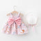 2024 Summer Baby Girls Beach Dresses Casual Fashion Print Cute Bow Flower Princess Dress+Hat Newborn Clothes Infant Clothing Set