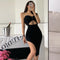 YuooMuoo Women Dress 2024 New Party Fashion Sexy Wrap Hips Halter Knitted Bodycon Dress Vacation Style Lady Beach Vestidos